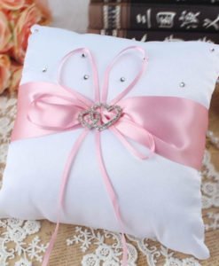 Coussin Porte Alliance Mariage Rose