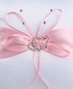 Coussin Porte Alliance Mariage Rose
