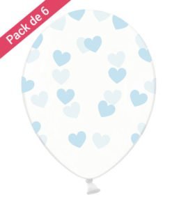 Pack 6 ballons avec Coeur Bleus