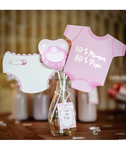 Kit Photobooth pour Baby Shower Fille en Français - 11 Pièces - Olili