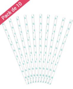 Pack 10 Pailles Coeur Bleu