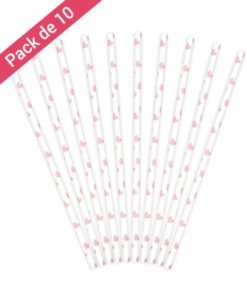 Pack 10 Pailles Coeur Rose