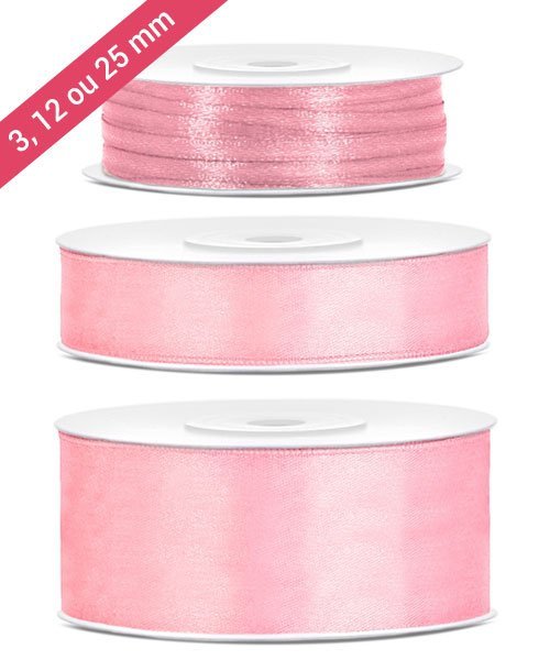 Ruban Rose Satin pour décoration (3mm / 12mm / 25 mm) Olili