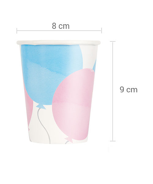 8 Gobelets en carton Gender reveal roses et bleus 266 ml - Vegaooparty