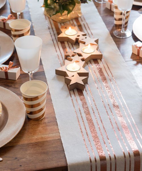 Chemin de Table Rose Gold en Coton - Olili