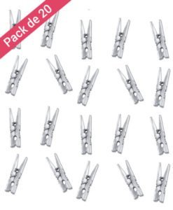 20 Pince à Linge Argent Brillant