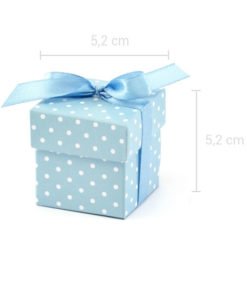 10 boites bleues avec points blancs baby shower