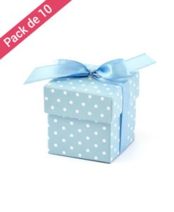 10 boites bleues avec points blancs baby shower