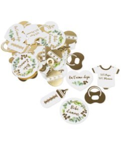 Confettis Babyshower blanc et or