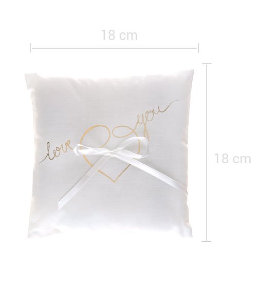 Coussin Love You Blanc et Or
