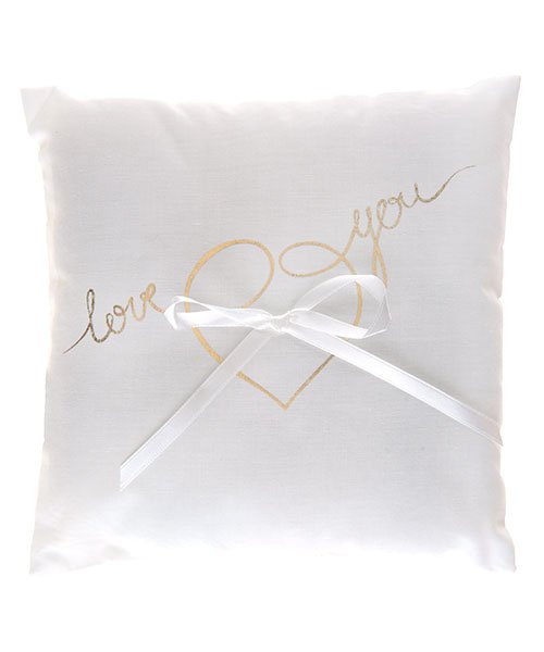 Coussin Love You Blanc et Or