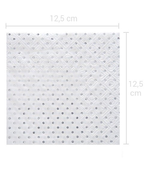 20 Serviettes en Papier Blanches avec Points Argent - Olili