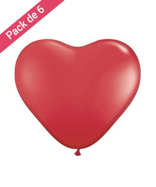 6 Ballons Coeur Rouges - Olili