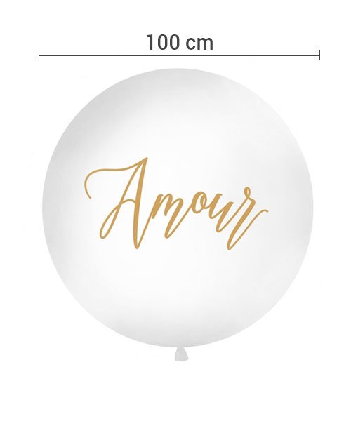 Ballon Blanc XXL Amour couleur Or pour Mariage - Olili