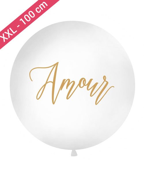 Ballon Blanc XXL Amour couleur Or pour Mariage - Olili