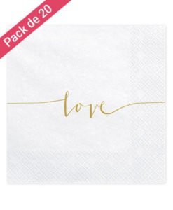 Serviettes Blanches Love Or