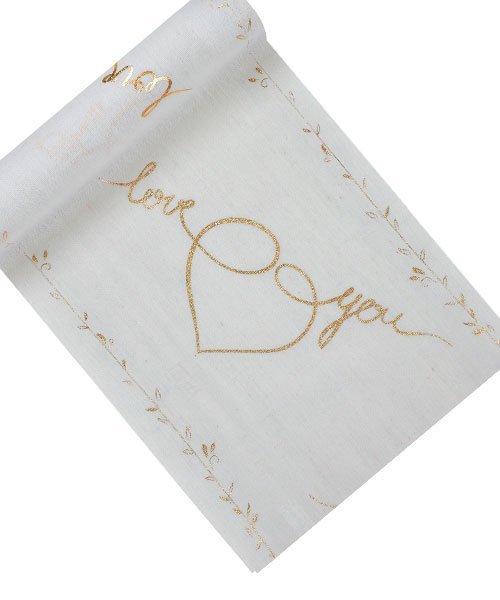 Chemin de Table Blanc et Or - Collection Just Married - Olili