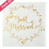 Serviettes en Papier Just Married Blanches et or