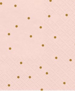 Serviettes Roses et Points Or