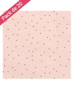 Serviettes Roses et Points Or