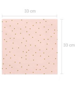 Serviettes Roses et Points Or