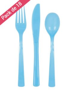 Couverts Bleus en Plastique