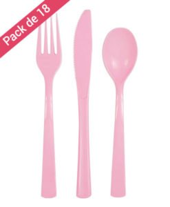 Couverts Roses en Plastique