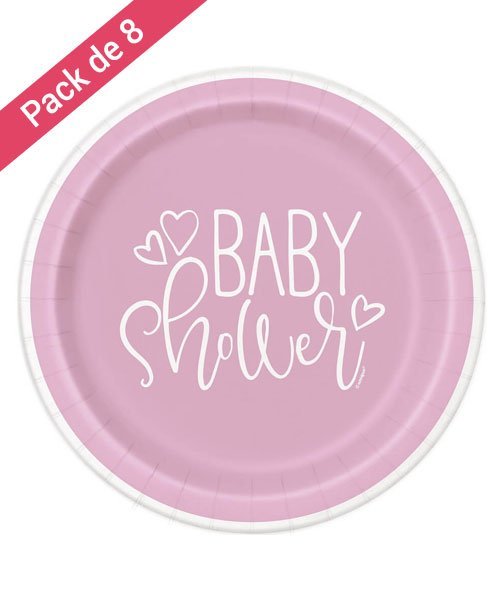 Assiettes Roses et Blanches Baby Shower