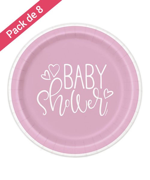 Grandes Assiettes Roses Baby Shower