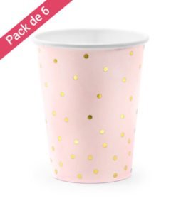 Gobelets Roses Points Or Anniversaire Baby Shower