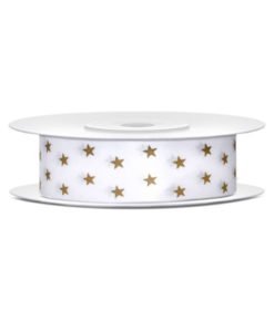 Ruban Blanc Etoiles Or