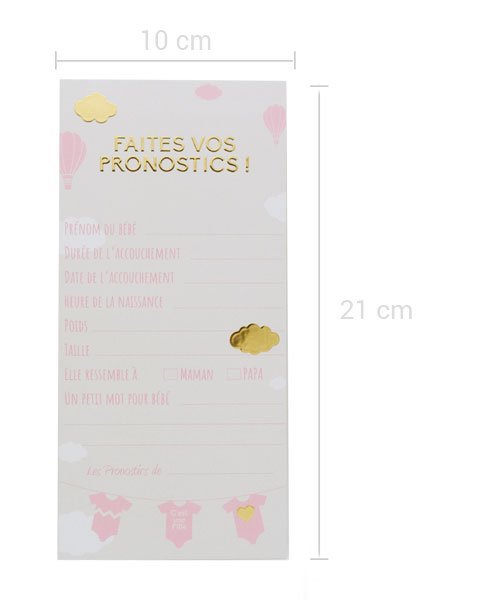 10 Cartes Pronostics pour Baby Shower Fille - Olili