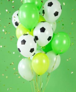 Ballons Blancs et Damier Noir Anniversaire Football