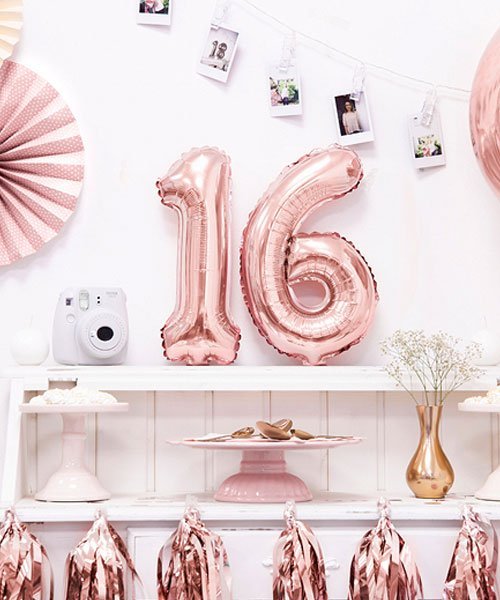 Ballon chiffre rose gold 86 cm : décoration anniversaire