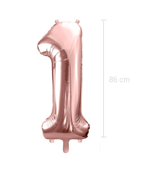 Ballon Chiffre 1 couleur Rose Gold (Taille : 35 ou 86 cm) - Olili