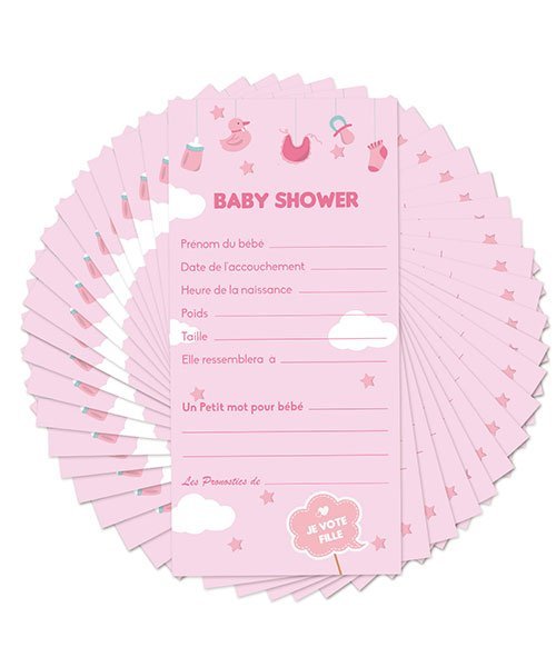 Cartes Pronostics pour Baby Shower - Thème Douceur