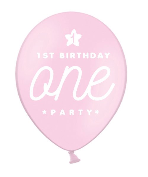 6 Ballons One Roses et Transparents pour Anniversaire 1 an Fille