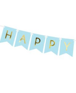 Banderole Happy Birthday bleue et or