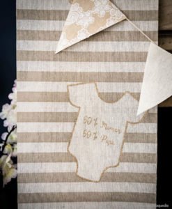 Chemin de Table Lin Beige pour Baby Shower