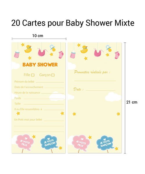 Carte Pronostic Baby Shower Mixte