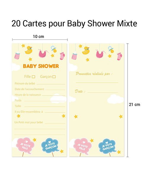 Lot de 10 cartes de pronostics baby shower - Cdiscount