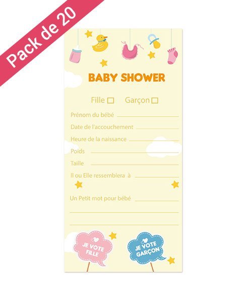 Carte Pronostic Baby Shower Mixte