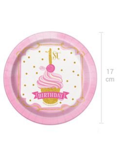 Assiettes Roses et Or pour Anniversaire 1 an