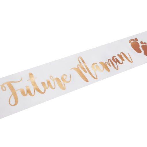 Echarpe Baby Shower Blanche et Rose Gold