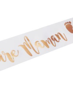 Echarpe Baby Shower Blanche et Rose Gold