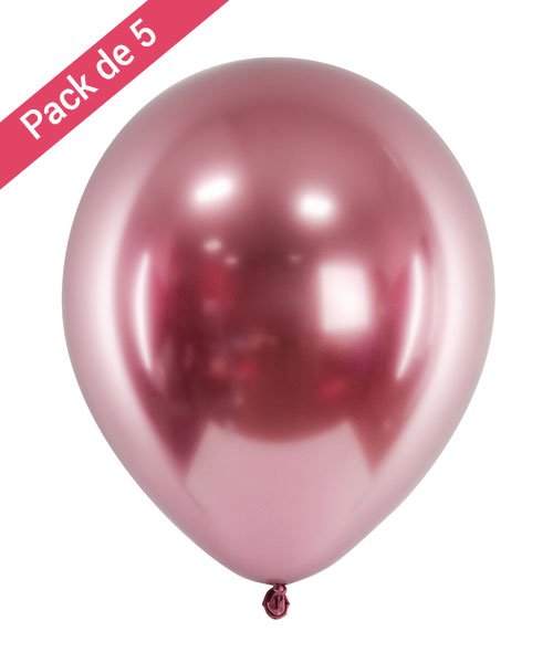 Pack 5 Ballons Rose Gold Brillant 30 cm - Olili