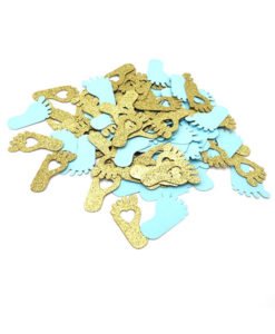 Confettis Pied Bébé Bleu et Or
