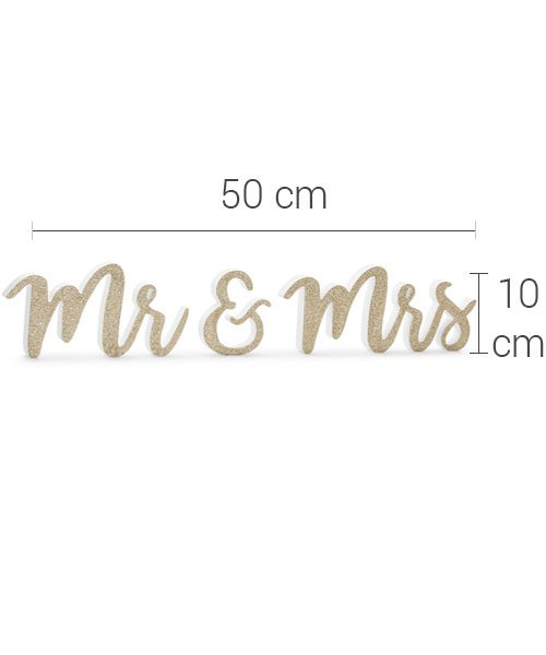 Lettres Bois Glitter Or Mr & Mrs