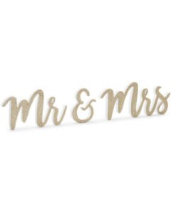 Lettres Bois Glitter Or Mr & Mrs