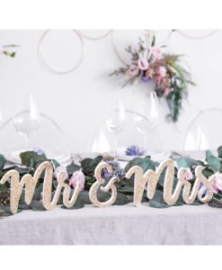 Lettres Bois Glitter Or Mr & Mrs